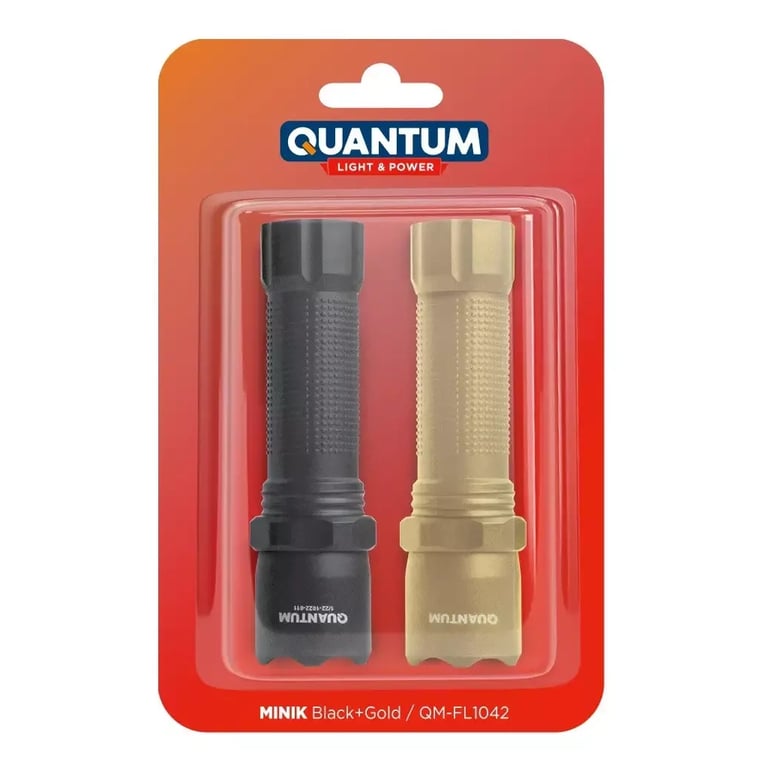 Ліхтар Quantum QM-FL1042 Minik 3W LED з USB Black-Gold, 2 шт./уп. (QM-FL1042) - фото 1