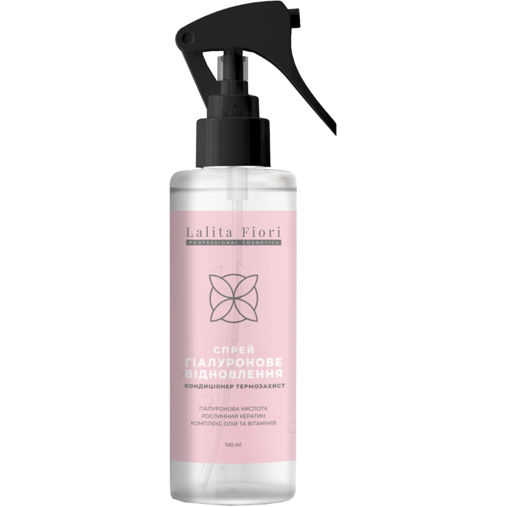 Спрей для волосся Lalita Fiori Кондиціонер-термозахист Гіалуронове відновлення З кератином, комплексом олій і вітамінів 100 мл (4820230954593) Спрей для волосся Lalita Fiori Кондиціонер-термозахист Гіалуронове відновлення З кератином, комплексом олій і вітамінів 100 мл (4820230954593)