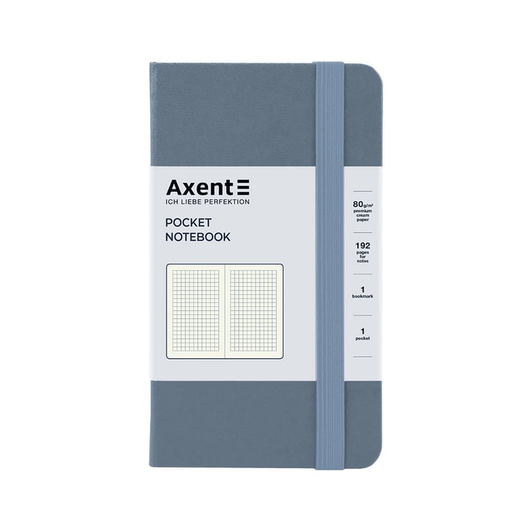 Книга записна Axent Partner 95x140 мм, 96 аркушів, клітинка, сіра (8301-62-A) - фото 1