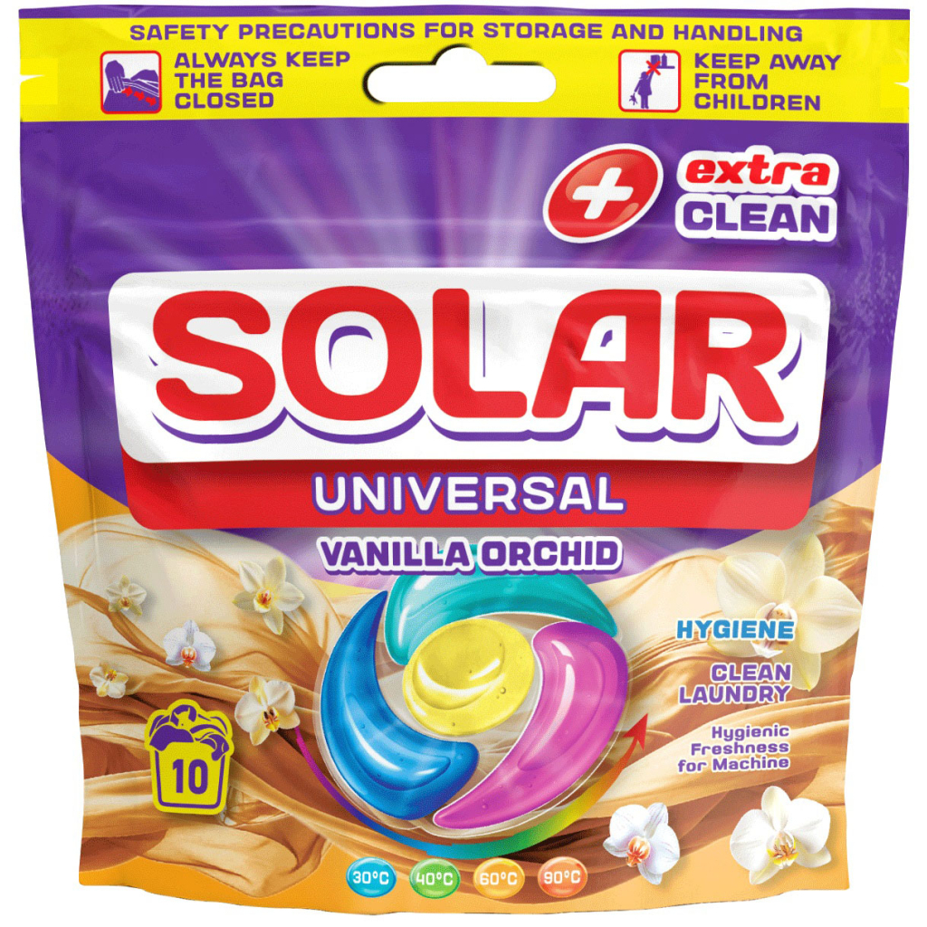Капсули для прання Solar Household Universal Vanilla Orchid 10 шт. (4820269930278) - фото 1 Капсули для прання Solar Household Universal Vanilla Orchid 10 шт. (4820269930278) - фото 1