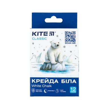 Крейда Kite біла кругла, 12 шт Classic (K-079-12) - фото 1
