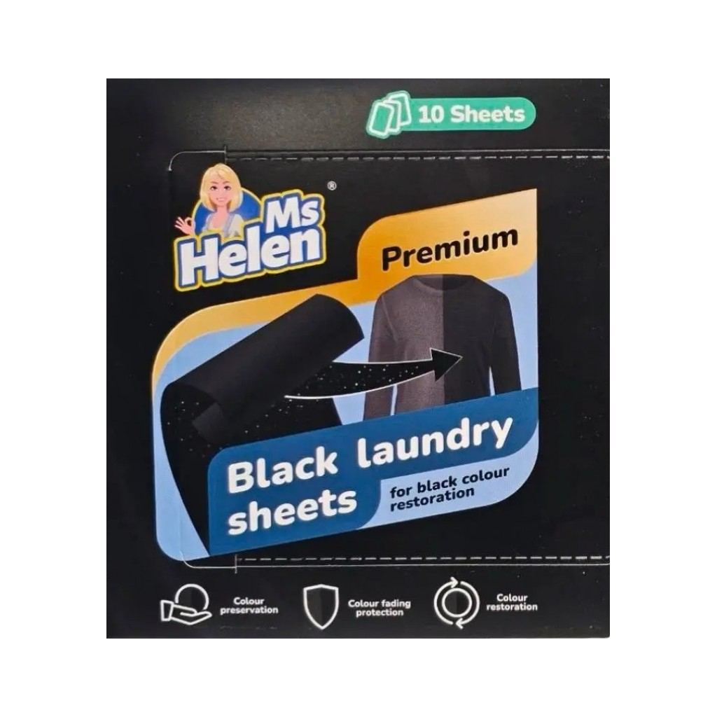 Серветки для прання Ms Helen Для оновлення чорного кольору 10 шт. (4820281850158) - фото 1