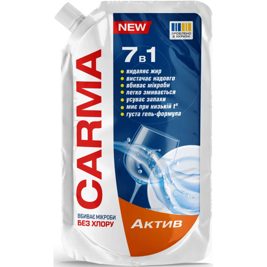 Засіб для ручного миття посуду Carma Актив Дой-пак 450 мл (4820204702281) - фото 1