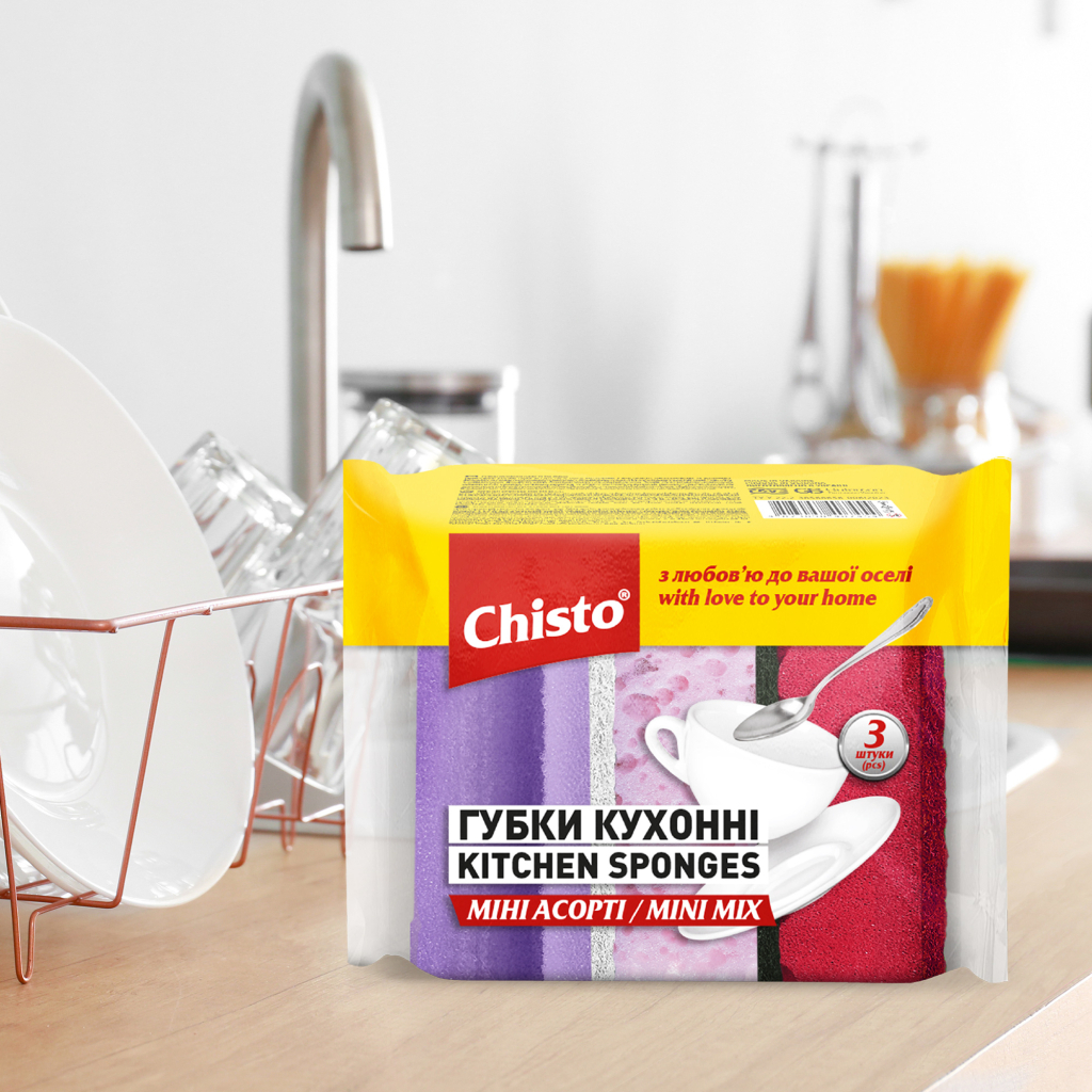 Губки кухонні Chisto Міні Асорті 3 шт. (4823098415114) - фото 3 Губки кухонні Chisto Міні Асорті 3 шт. (4823098415114) - фото 3