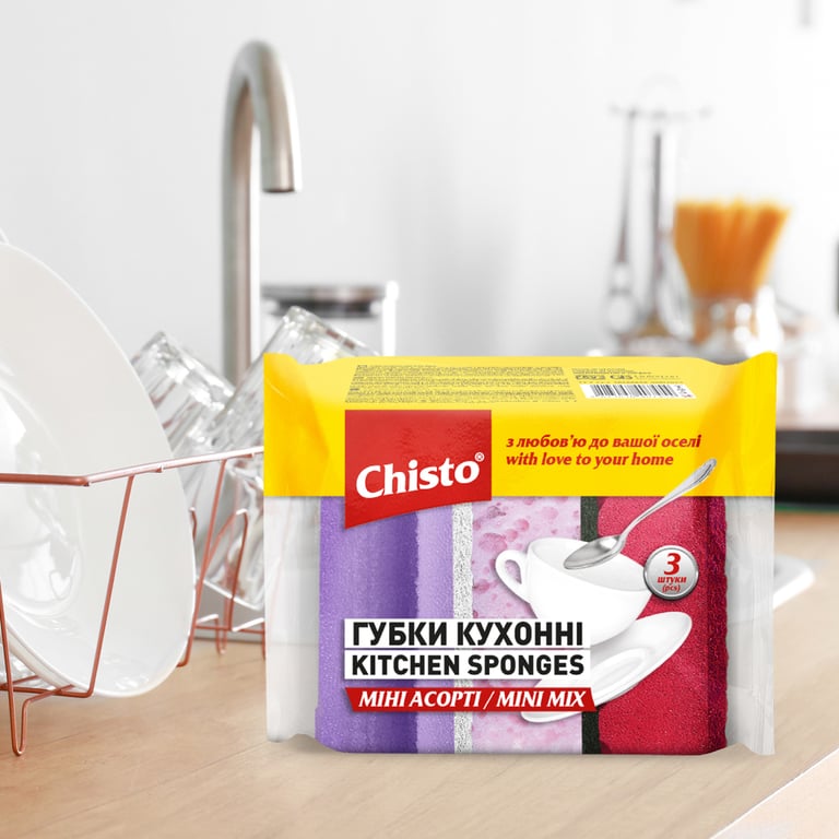 Губки кухонні Chisto Міні Асорті 3 шт. (4823098415114) - фото 3