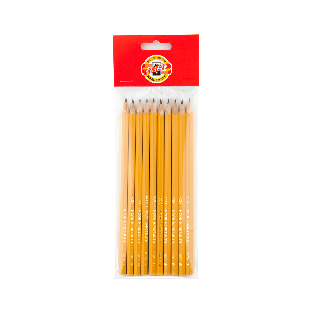 Олівець графітний Koh-i-Noor B (полібег 10 шт) (1570.B/10P) - фото 1