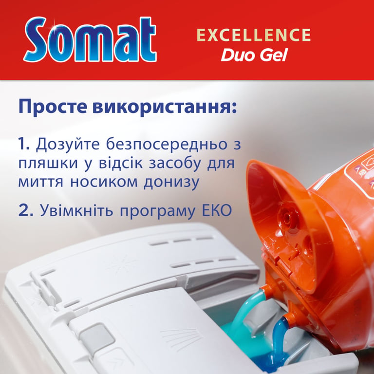 Гель для миття посуду в посудомийці Somat Exellence Duo Gel Антижир 684 мл + 684 мл (9000101819199) - фото 12