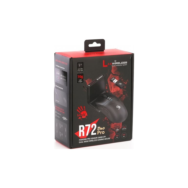 Мишка A4Tech Bloody R72 Pro Duo Wireless/USB Black (4711421000840) - фото 4