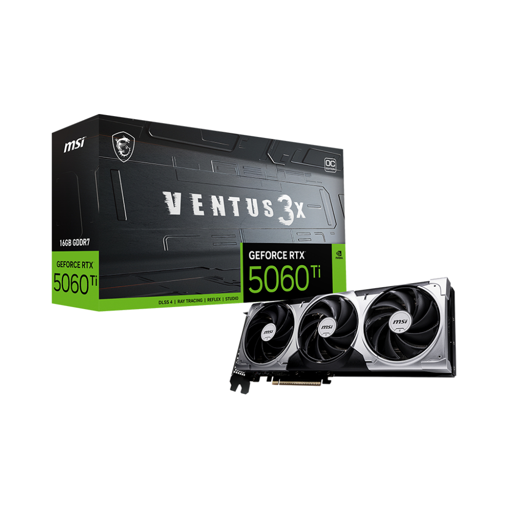 Відеокарта MSI GeForce RTX5060Ti 16Gb VENTUS 3X OC (RTX 5060 Ti 16G VENTUS 3X OC) - фото 5 Відеокарта MSI GeForce RTX5060Ti 16Gb VENTUS 3X OC (RTX 5060 Ti 16G VENTUS 3X OC) - фото 5