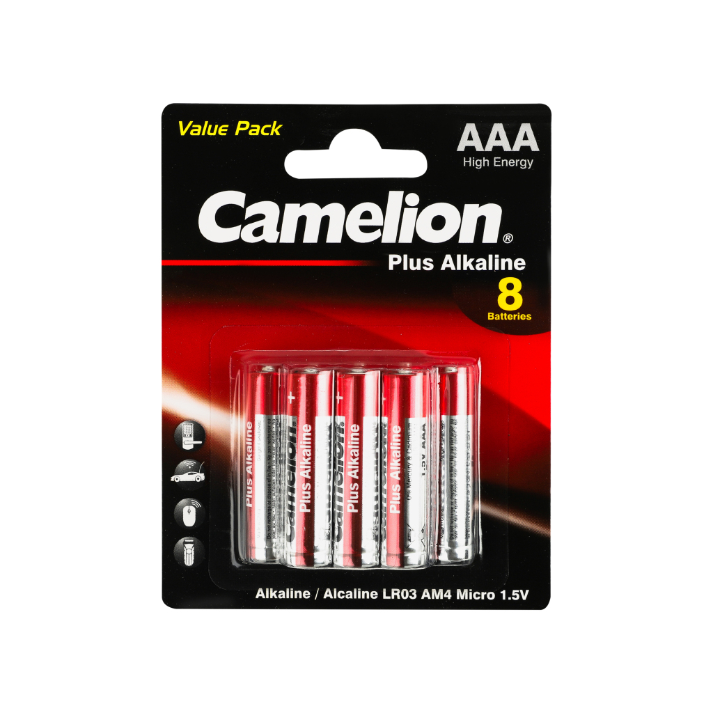 Батарейка Camelion AAA LR03 Plus Alkaline * (5+3) (LR03-BP5+3) - фото 1 Батарейка Camelion AAA LR03 Plus Alkaline * (5+3) (LR03-BP5+3) - фото 1