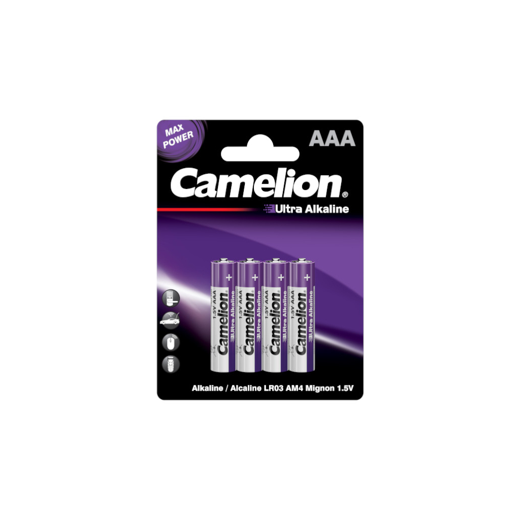 Батарейка Camelion AAA LR03 Ultra Alkaline * 4 (LR03-BP4UT) - фото 1 Батарейка Camelion AAA LR03 Ultra Alkaline * 4 (LR03-BP4UT) - фото 1