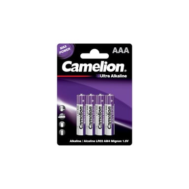 Батарейка Camelion AAA LR03 Ultra Alkaline * 4 (LR03-BP4UT) - фото 1