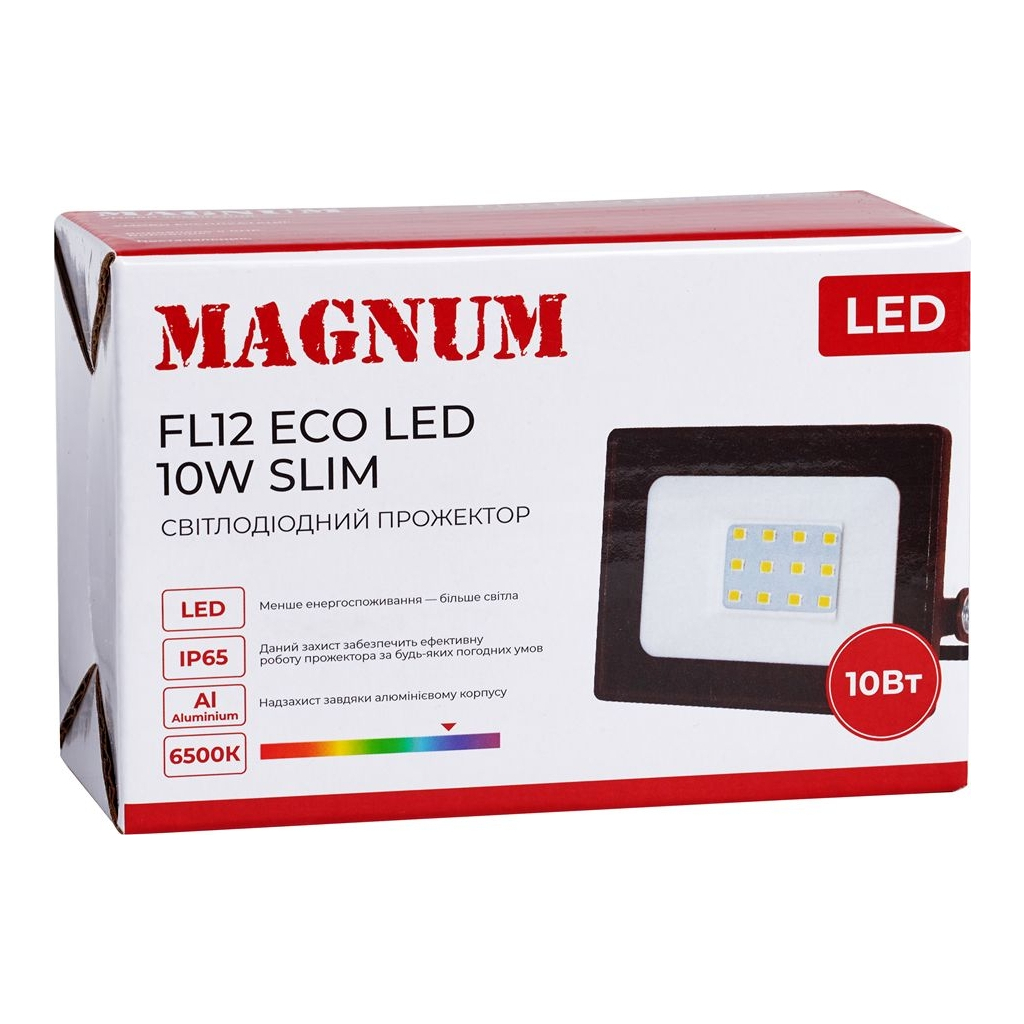 Прожектор MAGNUM FL12 ECO LED 10Вт slim 6500К IP65 (90018080) - фото 5 Прожектор MAGNUM FL12 ECO LED 10Вт slim 6500К IP65 (90018080) - фото 5