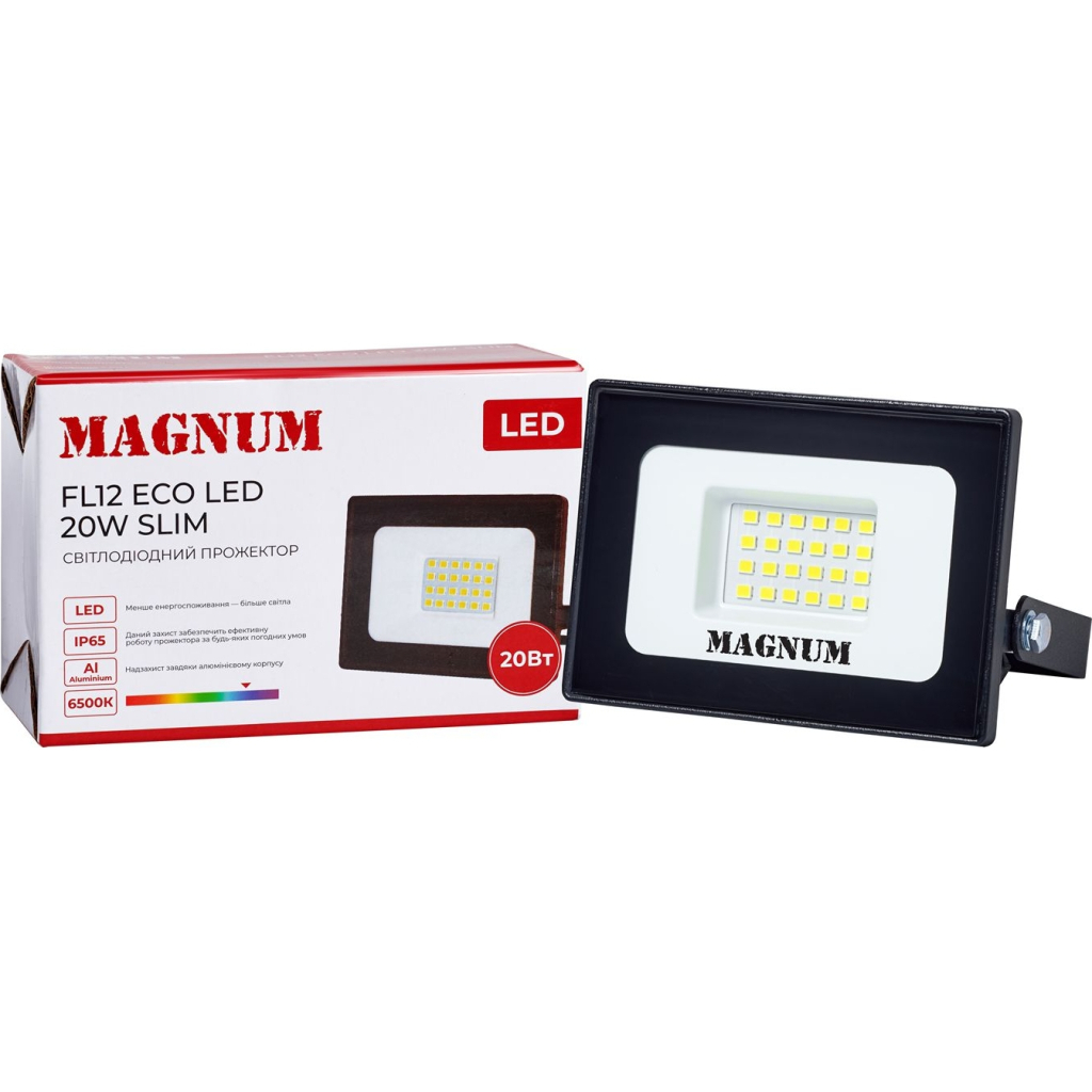 Прожектор MAGNUM FL12 ECO LED 20Вт slim 6500К IP65 (90022011) - фото 4 Прожектор MAGNUM FL12 ECO LED 20Вт slim 6500К IP65 (90022011) - фото 4