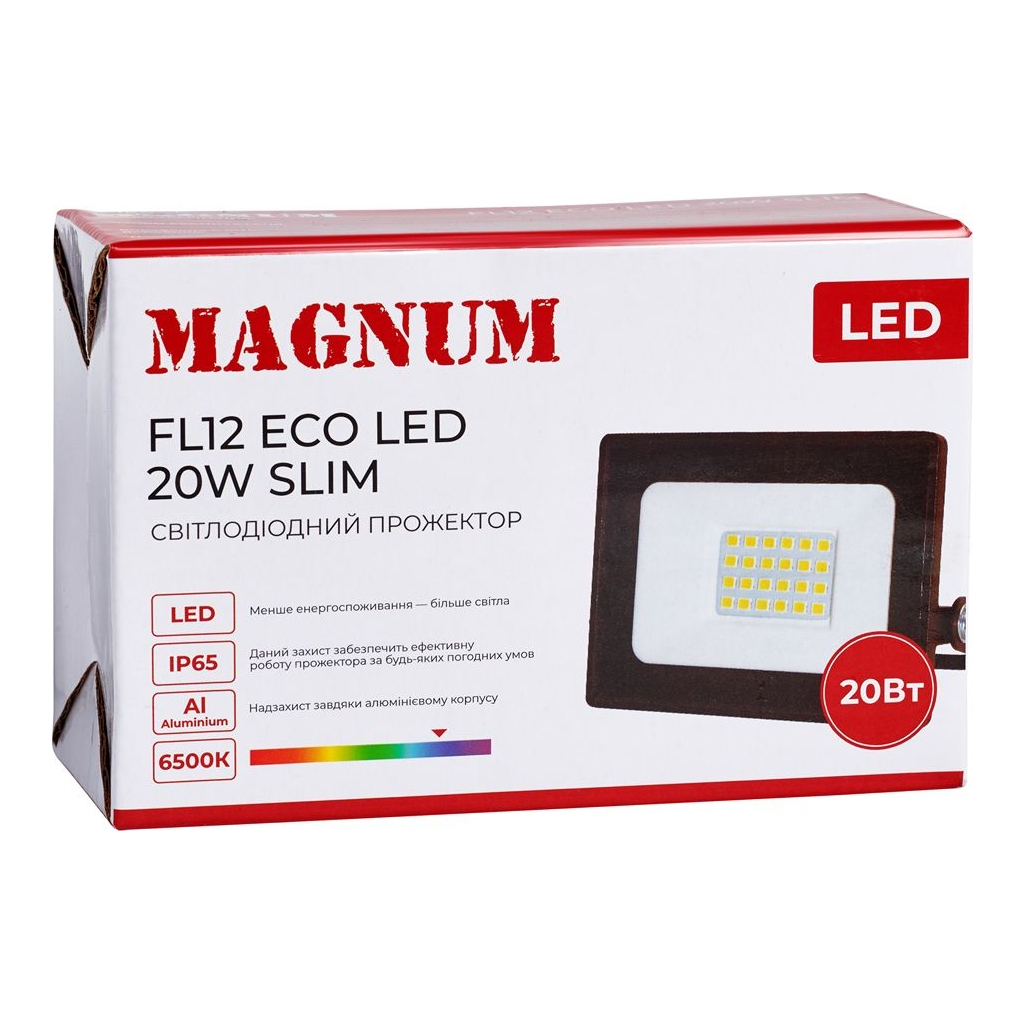 Прожектор MAGNUM FL12 ECO LED 20Вт slim 6500К IP65 (90022011) - фото 5 Прожектор MAGNUM FL12 ECO LED 20Вт slim 6500К IP65 (90022011) - фото 5
