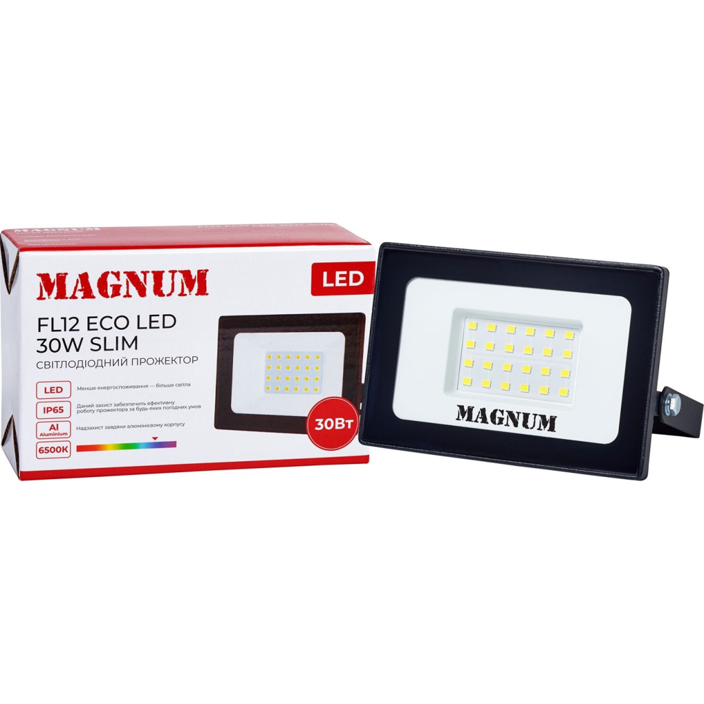 Прожектор MAGNUM FL12 ECO LED 30Вт slim 6500К IP65 (90018083) - фото 4 Прожектор MAGNUM FL12 ECO LED 30Вт slim 6500К IP65 (90018083) - фото 4