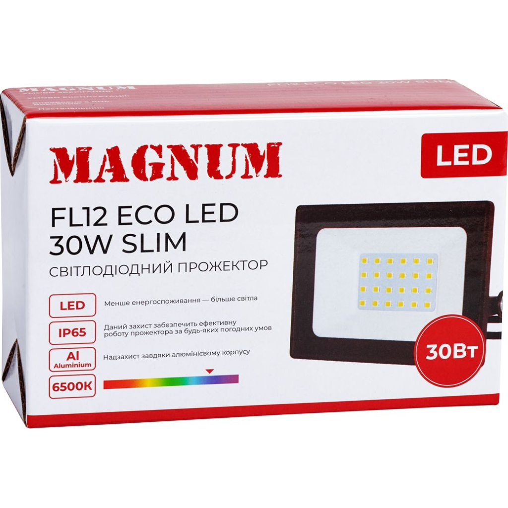 Прожектор MAGNUM FL12 ECO LED 30Вт slim 6500К IP65 (90018083) - фото 5 Прожектор MAGNUM FL12 ECO LED 30Вт slim 6500К IP65 (90018083) - фото 5