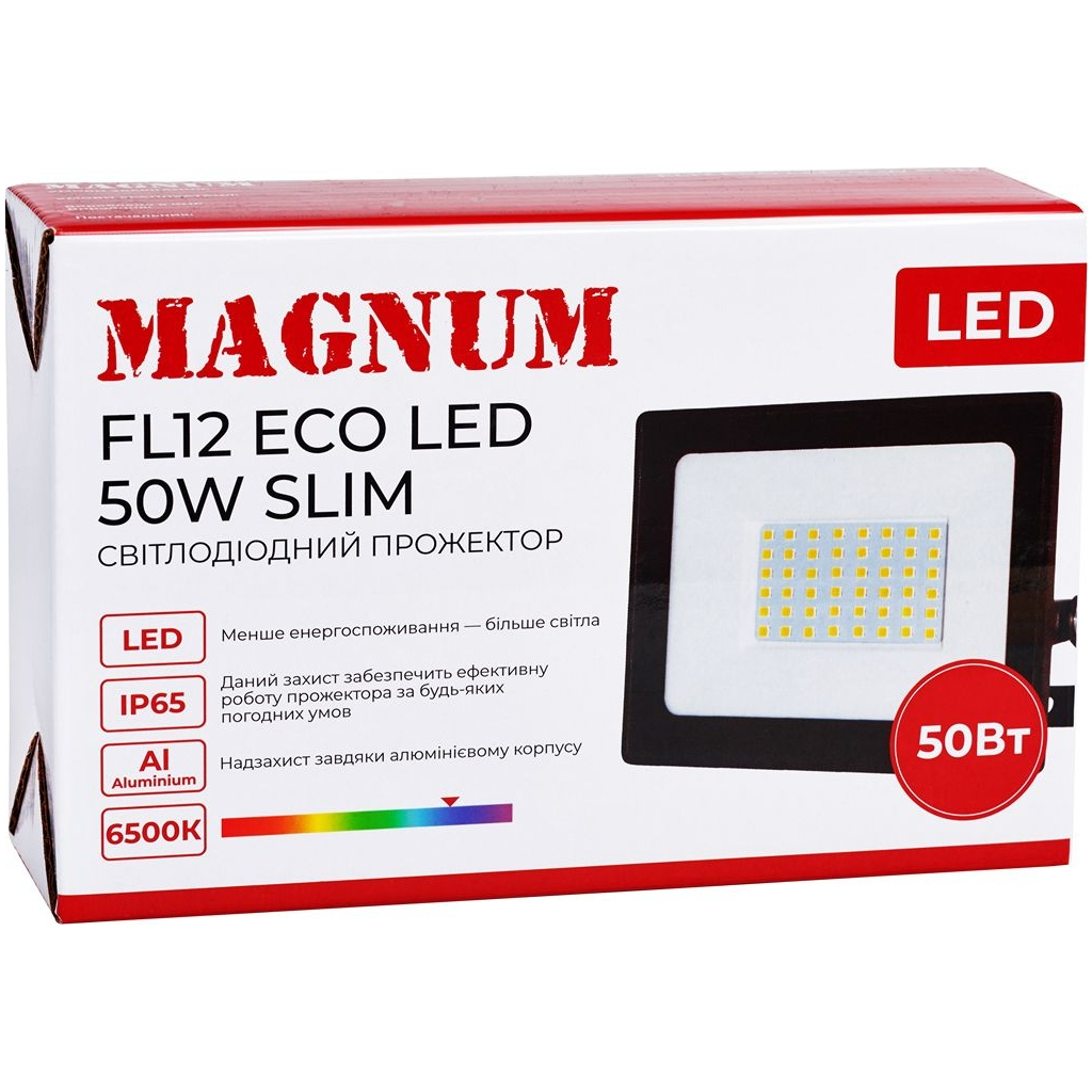 Прожектор MAGNUM FL12 ECO LED 50Вт slim 6500К IP65 (90018085) - фото 5 Прожектор MAGNUM FL12 ECO LED 50Вт slim 6500К IP65 (90018085) - фото 5