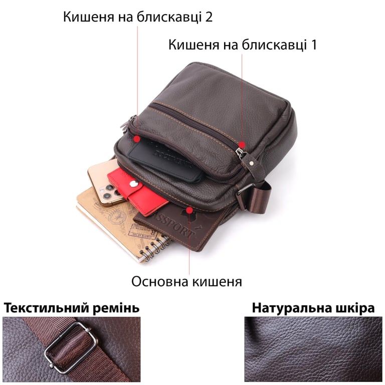 Сумка Vintage Коричнева (20687) - фото 4
