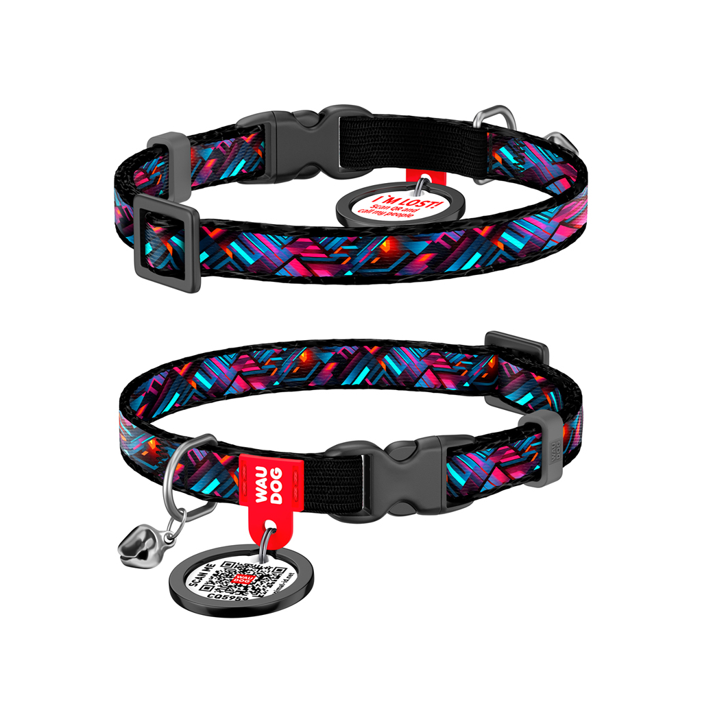 Нашийник для тварин WAUDOG Nylon з QR паспортом "Нескінченні світи" пластиковий фастекс XS 20-30 см (279-4058) - фото 1