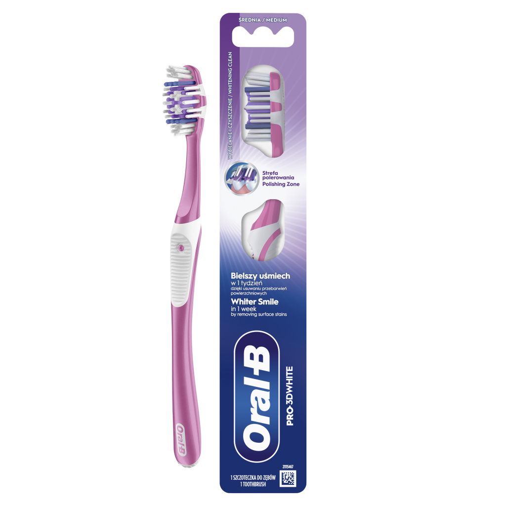 Зубна щітка Oral-B Pro 3D White Відбілювання Середньої жорсткості 1 шт. (8700216459518) - фото 1 Зубна щітка Oral-B Pro 3D White Відбілювання Середньої жорсткості 1 шт. (8700216459518) - фото 1
