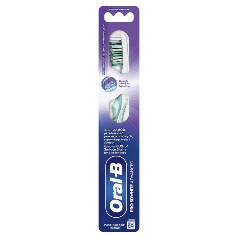 Зубна щітка Oral-B Pro 3D White Advanced Відбілювання Середньої жорсткості 1 шт. (8700216476324) - фото 2