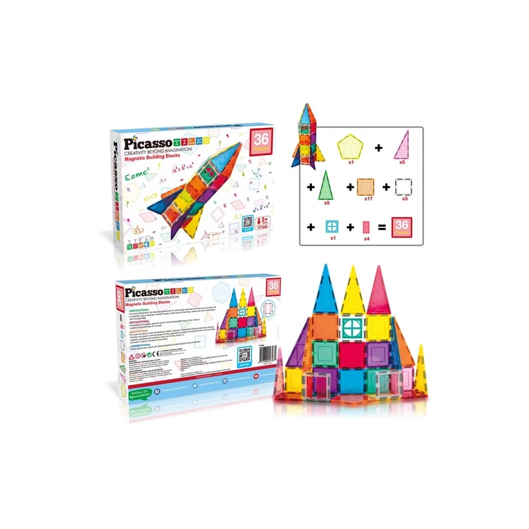 Конструктор Picasso магнітний Tiles Magnetic Building Blocks 36 деталей (817338027971) - фото 5