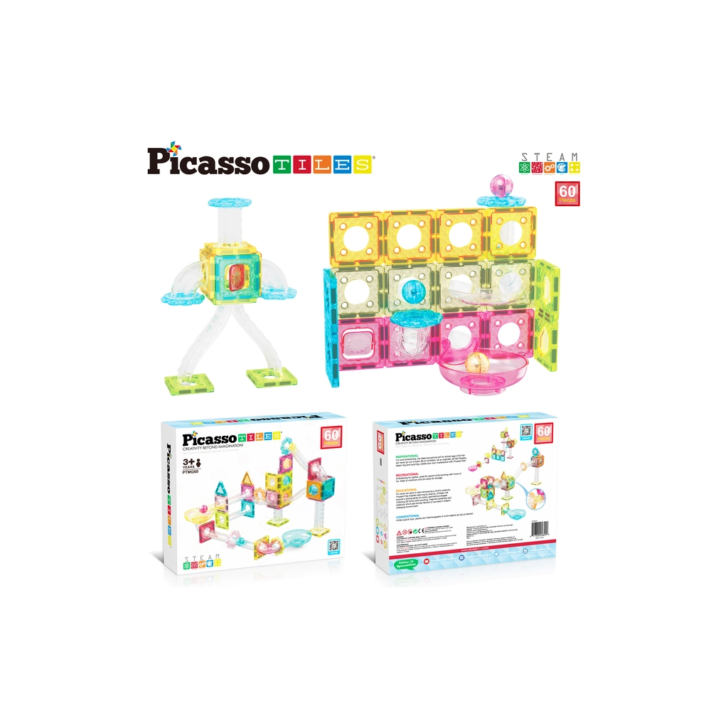 Конструктор Picasso магнітний Tiles Mini Diamond Marble Run Track Set 60 деталей (817338028299) - фото 4 Конструктор Picasso магнітний Tiles Mini Diamond Marble Run Track Set 60 деталей (817338028299) - фото 4