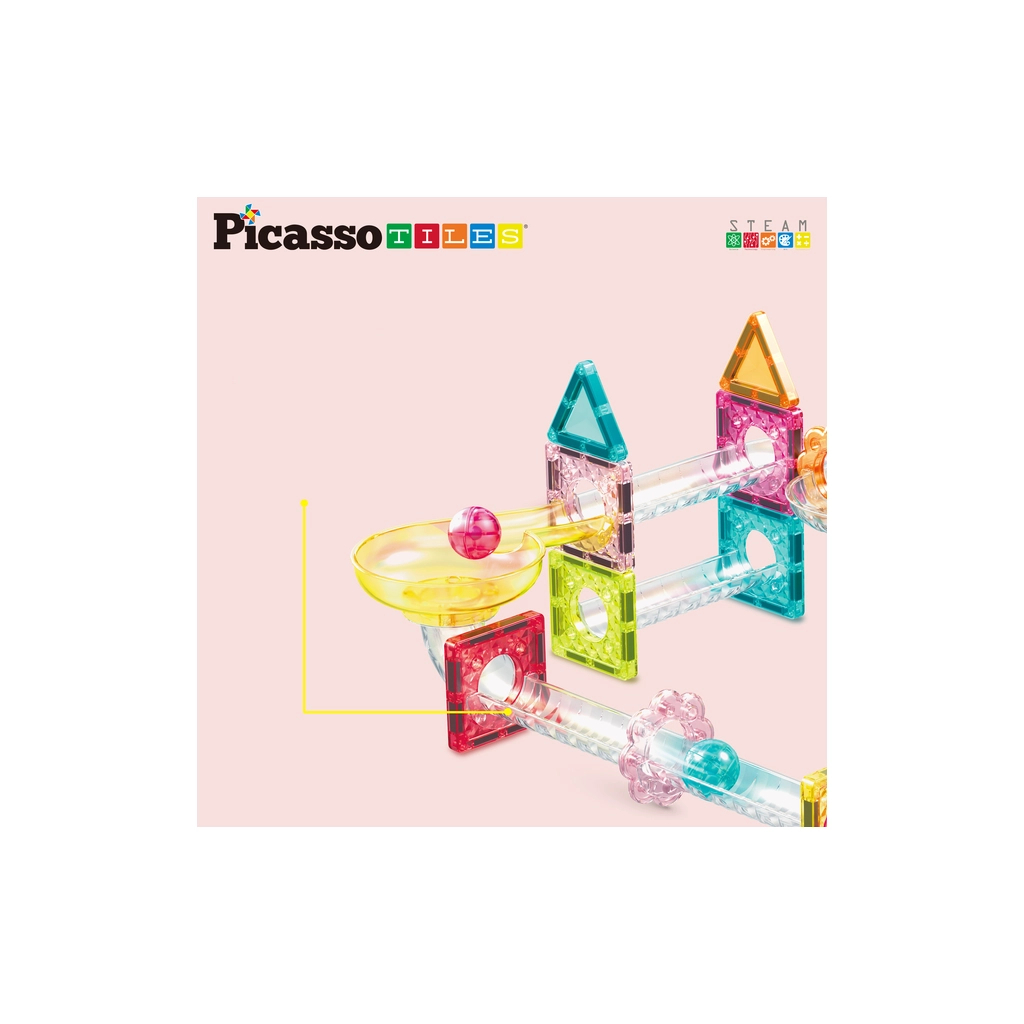 Конструктор Picasso магнітний Tiles Mini Diamond Marble Run Track Set 60 деталей (817338028299) - фото 6 Конструктор Picasso магнітний Tiles Mini Diamond Marble Run Track Set 60 деталей (817338028299) - фото 6