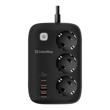 Мережевий фільтр живлення ColorWay CW-CHE34PDB 3 роз/4USB GaN3 Pro (CW-CHE34PDB) - фото 1