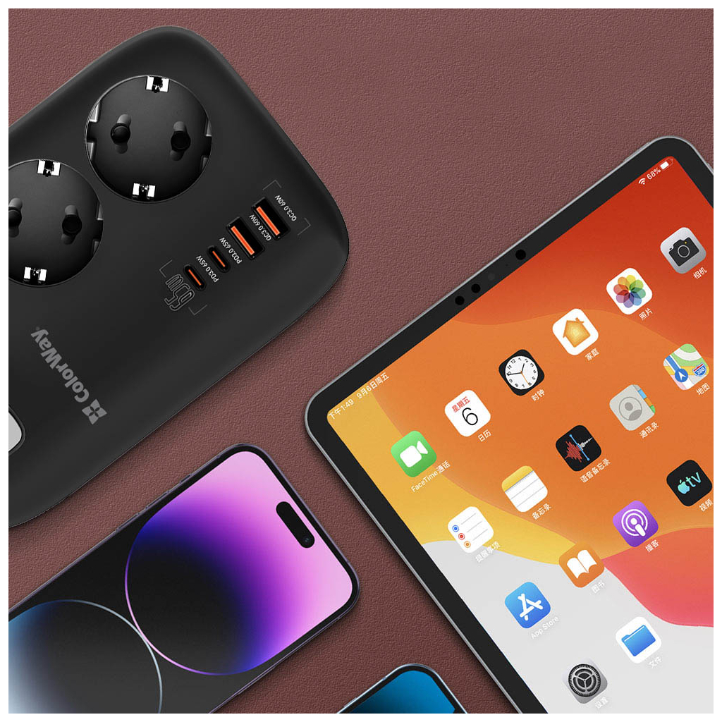 Мережевий фільтр живлення ColorWay CW-CHE34PDB 3 роз/4USB GaN3 Pro (CW-CHE34PDB) - фото 4 Мережевий фільтр живлення ColorWay CW-CHE34PDB 3 роз/4USB GaN3 Pro (CW-CHE34PDB) - фото 4