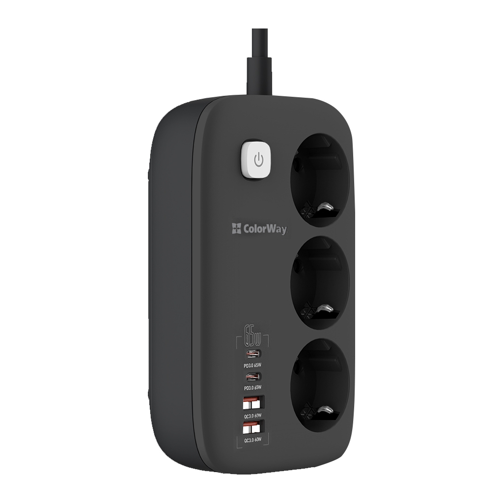 Мережевий фільтр живлення ColorWay CW-CHE34PDB 3 роз/4USB GaN3 Pro (CW-CHE34PDB) - фото 2 Мережевий фільтр живлення ColorWay CW-CHE34PDB 3 роз/4USB GaN3 Pro (CW-CHE34PDB) - фото 2