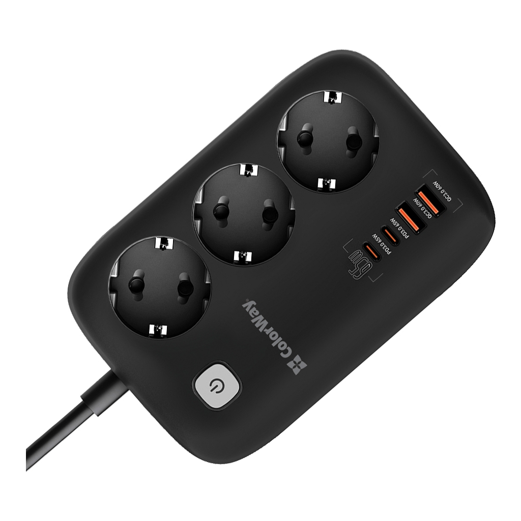 Мережевий фільтр живлення ColorWay CW-CHE34PDB 3 роз/4USB GaN3 Pro (CW-CHE34PDB) - фото 3 Мережевий фільтр живлення ColorWay CW-CHE34PDB 3 роз/4USB GaN3 Pro (CW-CHE34PDB) - фото 3