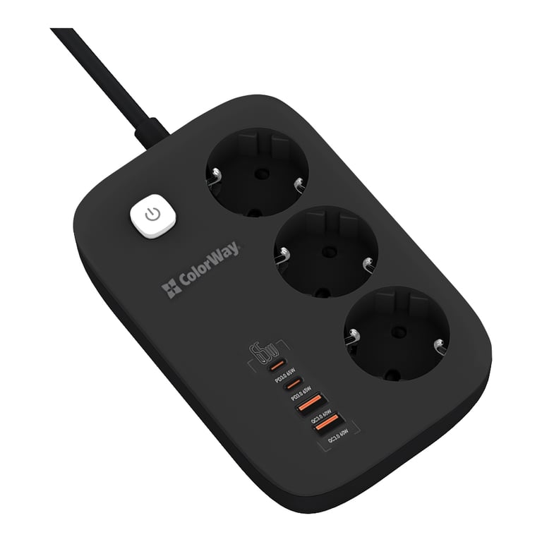 Мережевий фільтр живлення ColorWay CW-CHE34PDB 3 роз/4USB GaN3 Pro (CW-CHE34PDB) - фото 5