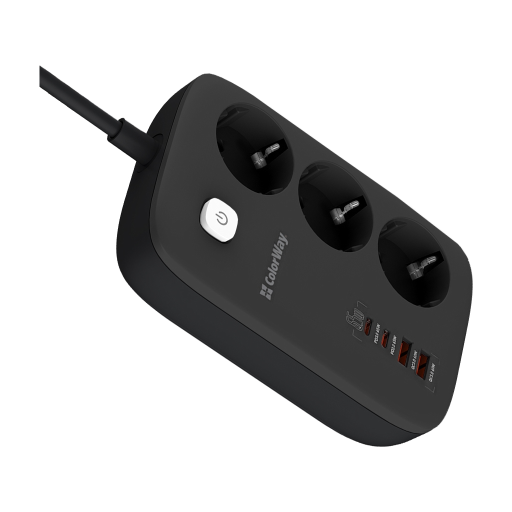 Мережевий фільтр живлення ColorWay CW-CHE34PDB 3 роз/4USB GaN3 Pro (CW-CHE34PDB) - фото 7 Мережевий фільтр живлення ColorWay CW-CHE34PDB 3 роз/4USB GaN3 Pro (CW-CHE34PDB) - фото 7