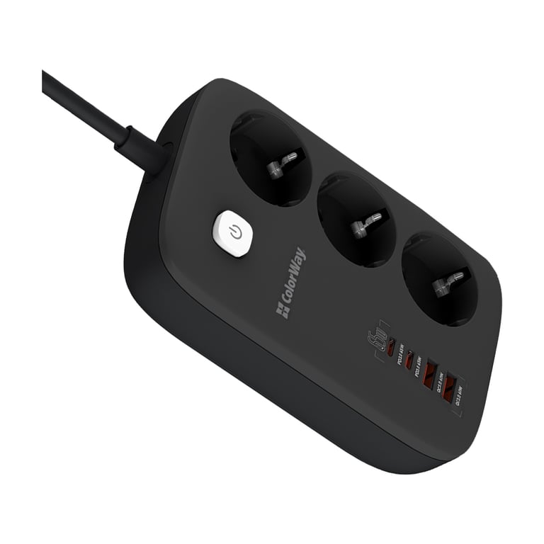Мережевий фільтр живлення ColorWay CW-CHE34PDB 3 роз/4USB GaN3 Pro (CW-CHE34PDB) - фото 7