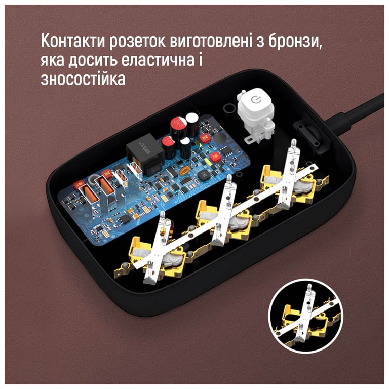 Мережевий фільтр живлення ColorWay CW-CHE34PDB 3 роз/4USB GaN3 Pro (CW-CHE34PDB) - фото 10