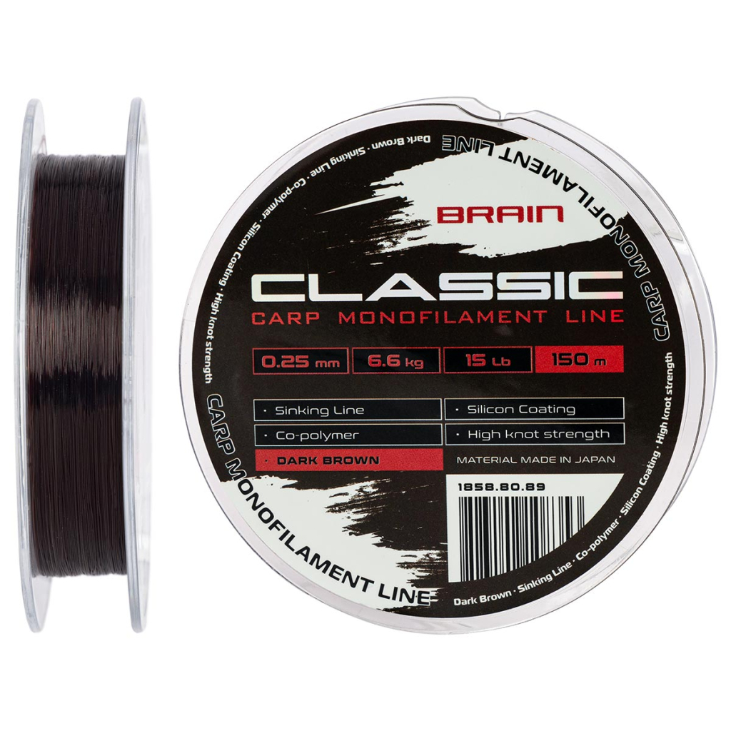 Волосінь Brain Classic Carp Line (dark brown) 150m 0.25mm 15lb 6.6kg (1858.80.89)