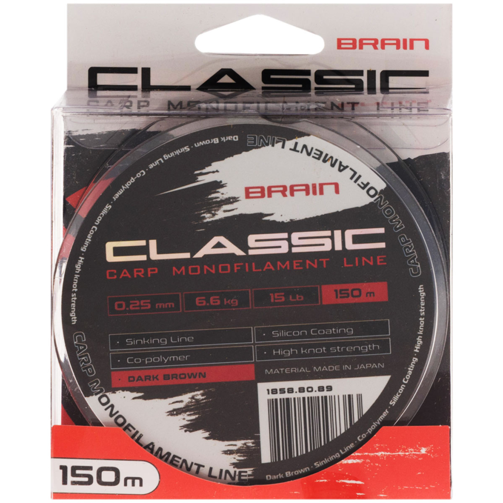 Волосінь Brain Classic Carp Line (dark brown) 150m 0.25mm 15lb 6.6kg (1858.80.89) - фото 2 Волосінь Brain Classic Carp Line (dark brown) 150m 0.25mm 15lb 6.6kg (1858.80.89) - фото 2