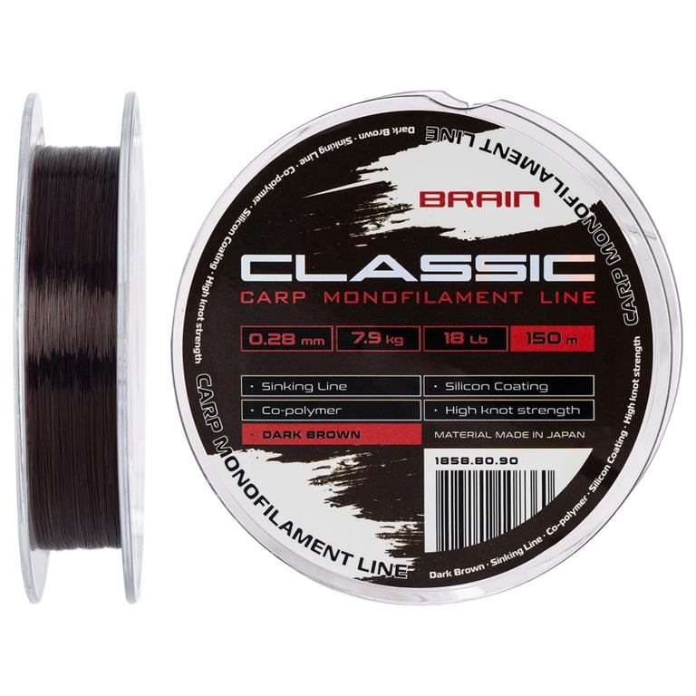 Волосінь Brain Classic Carp Line (dark brown) 150m 0.28mm 18lb 7.9kg (1858.80.90) - фото 1