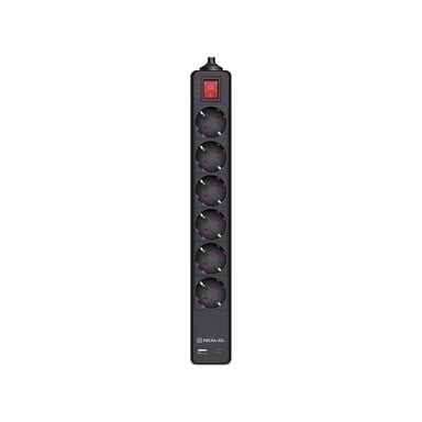 Мережевий фільтр живлення REAL-EL RS-PROTECT 605 3m, black (EL122300041) - фото 1