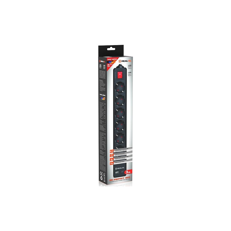 Мережевий фільтр живлення REAL-EL RS-PROTECT 605 3m, black (EL122300041) - фото 11