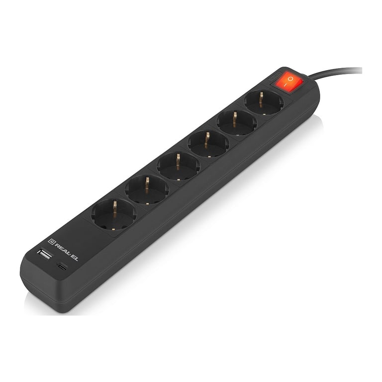 Мережевий фільтр живлення REAL-EL RS-PROTECT 605 3m, black (EL122300041) - фото 2