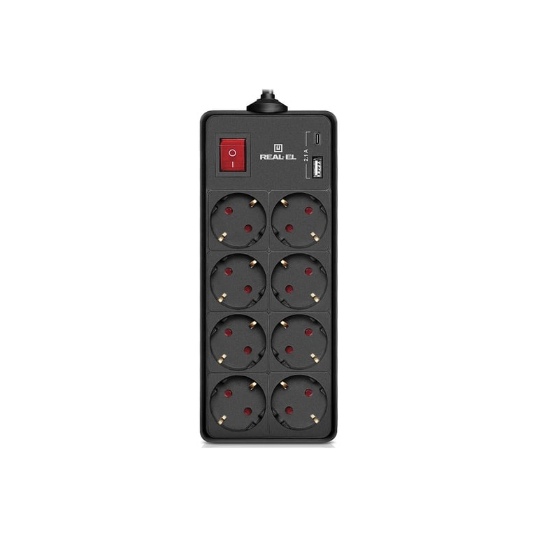 Мережевий фільтр живлення REAL-EL RS-PROTECT 805 3m, black (EL122300043) - фото 1