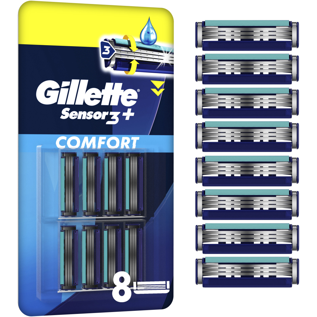 Змінні касети Gillette Sensor 3+ 8 шт. (8700216873727) - фото 1 Змінні касети Gillette Sensor 3+ 8 шт. (8700216873727) - фото 1