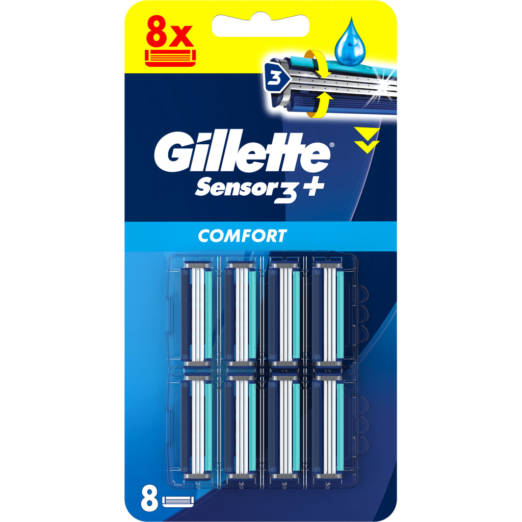 Змінні касети Gillette Sensor 3+ 8 шт. (8700216873727) - фото 2 Змінні касети Gillette Sensor 3+ 8 шт. (8700216873727) - фото 2
