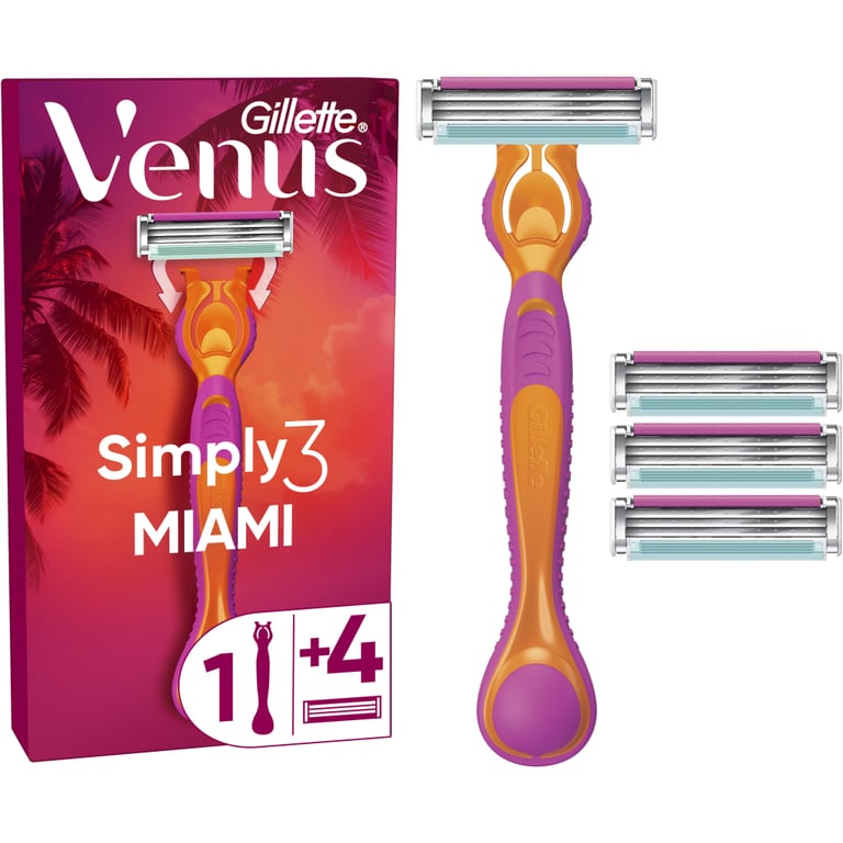 Бритва Gillette Simply Venus 3 Miami з 4 змінними картриджами (8700216878333) - фото 2