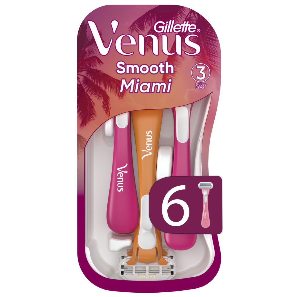 Бритва Gillette Venus Smooth Miami 6 шт. (8700216756907) - фото 1 Бритва Gillette Venus Smooth Miami 6 шт. (8700216756907) - фото 1