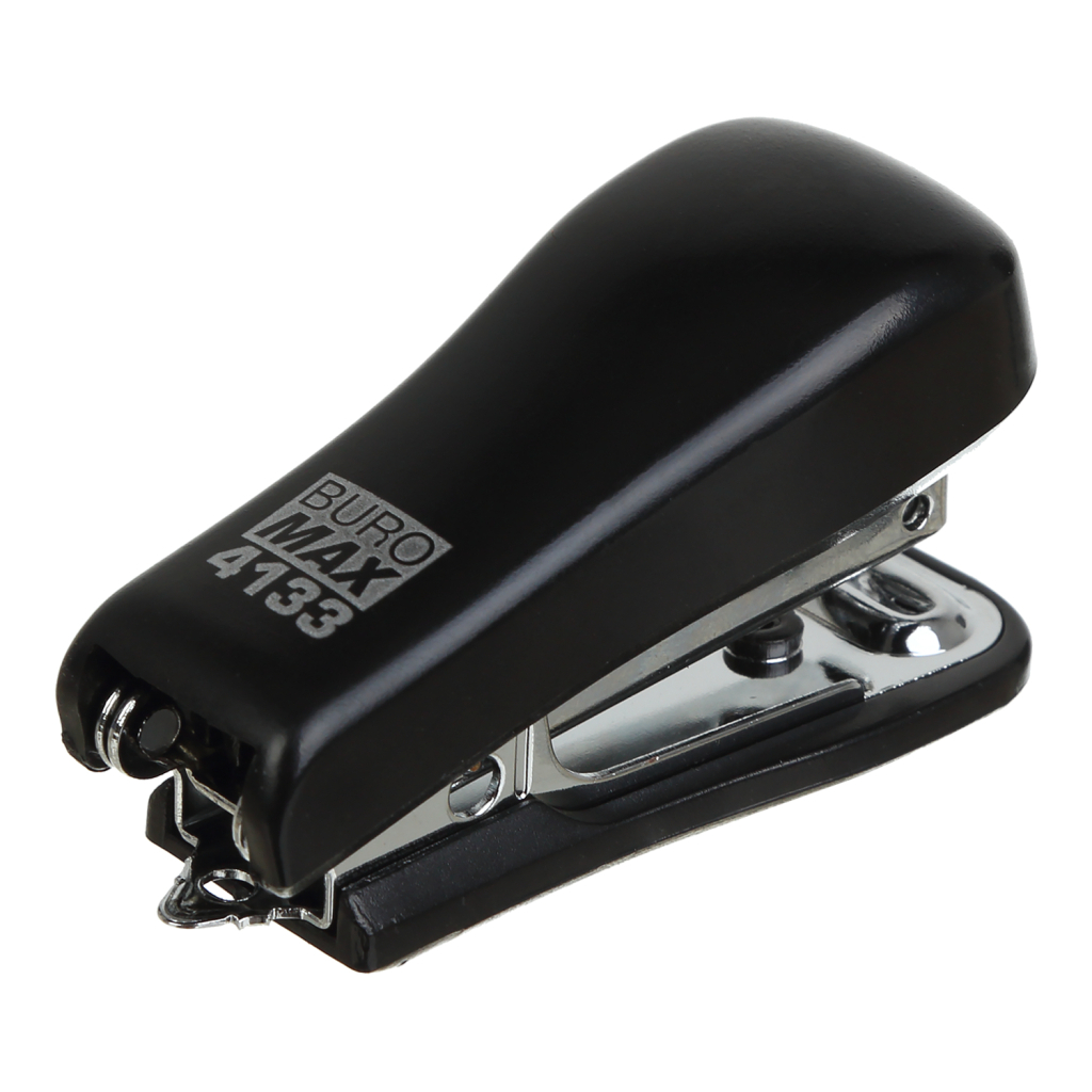 Степлер Buromax пластиковий МІНІ, 10 аркушів, (скоби №10), 58 х 22 х 32 мм, чорний (BM.4133-01) - фото 2 Степлер Buromax пластиковий МІНІ, 10 аркушів, (скоби №10), 58 х 22 х 32 мм, чорний (BM.4133-01) - фото 2