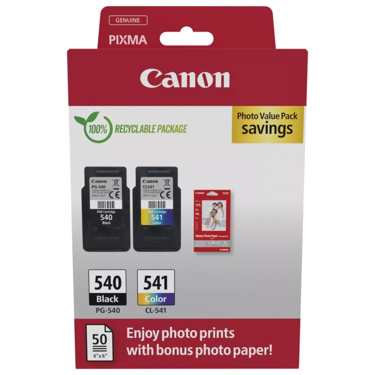 Картридж Canon PG-540 Multipack PG-540/CL-541 BK, Color + GP-501 Glossy Paper (5225B013) - фото 1
